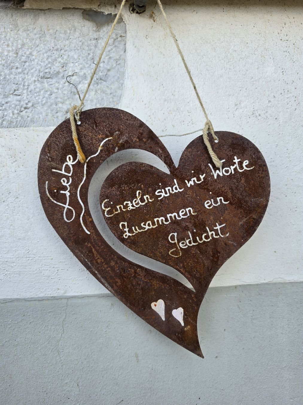 Alle Dekorationen: Dekoherz Edelrost mit Spruch "Liebe... – Gebraucht aus Laupersdorf von Withelady