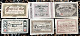 Lot 6x deutsches Notgeld 1923 Inflation | 10 Milliarden, Deu