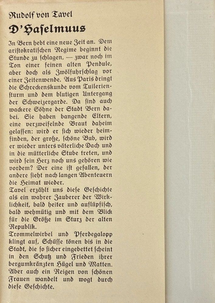 Libri: von Tavel Rudolf, D'Haselmuus – Usato da Sarnen venduto da Livres 1