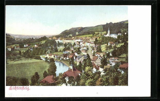 Cartoline postali: Lichtensteig, Ortsansicht aus der Vogels – Usato da Berlin venduto da bartko-reher