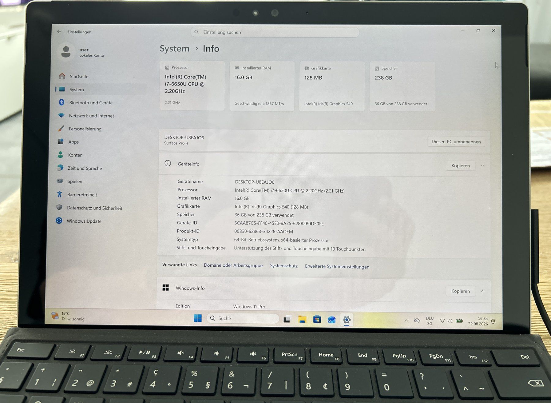 Microsoft Tablet PC: Microsoft Surface Pro 4 – i7 – Gebraucht aus Inwil von Qwasm 2