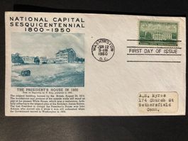 USA 1950 illustrierter FDC 3c 150 J Washington Weisses Haus