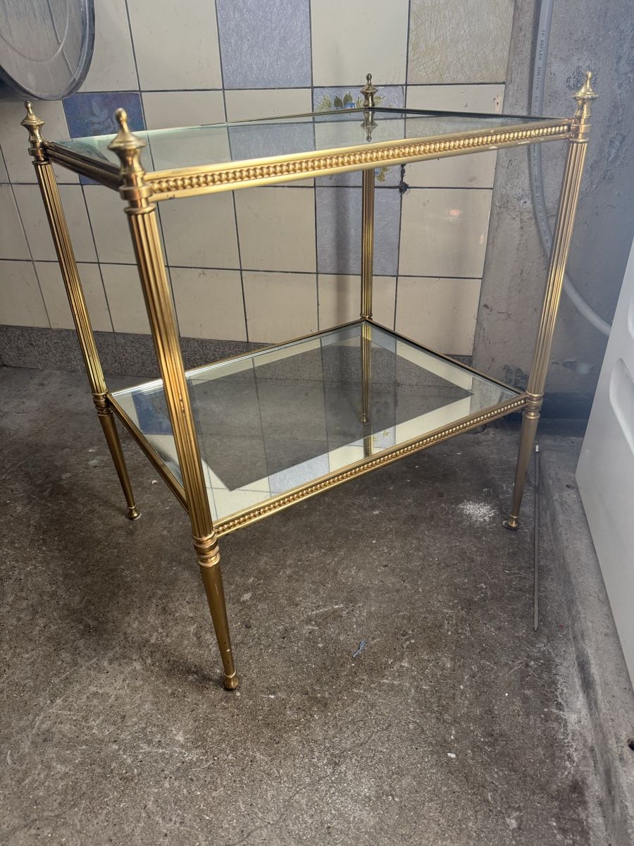 Comodini: 2 Antike Beistelltisch Messing Glas Retro 60er – Usato da Zürich venduto da sophmuell 1
