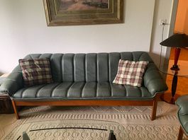 Meubles de salon en cuir vert foncé à vendre