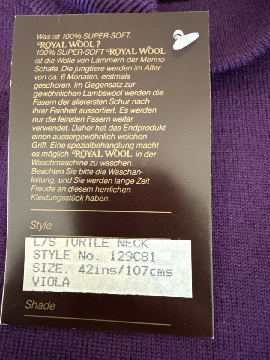 Maglioni & Felpe: Royal Wool Rollkragen Pullover - NEU! Merinowolle – Nuovo e nell'imballaggio originale da Neuhausen venduto da DELY 2