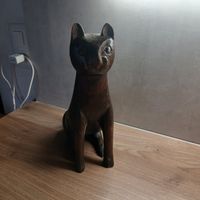 Holzkatze Skulptur Vintage Deko Figur Katze