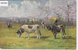 M. Müller jun. - Landschaftsbild mit Kühen vaches
