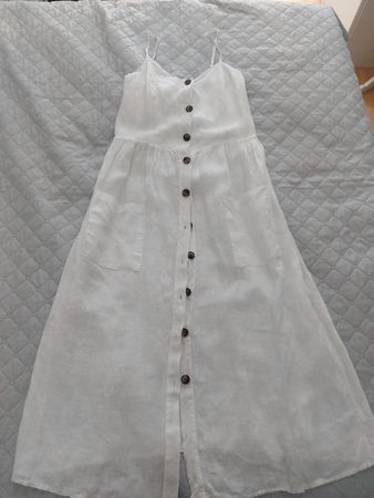 Kleid weiss Grösse M 100% Leinen mit Knöpfen