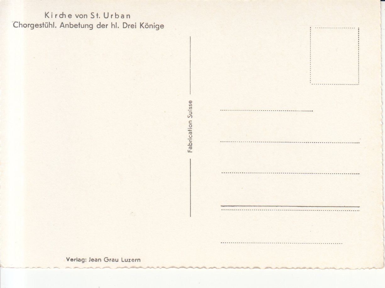 Cartoline postali: St. Urban Chorgestühl, ca. 1950 – Usato da Bürglen TG venduto da StampGraf 1