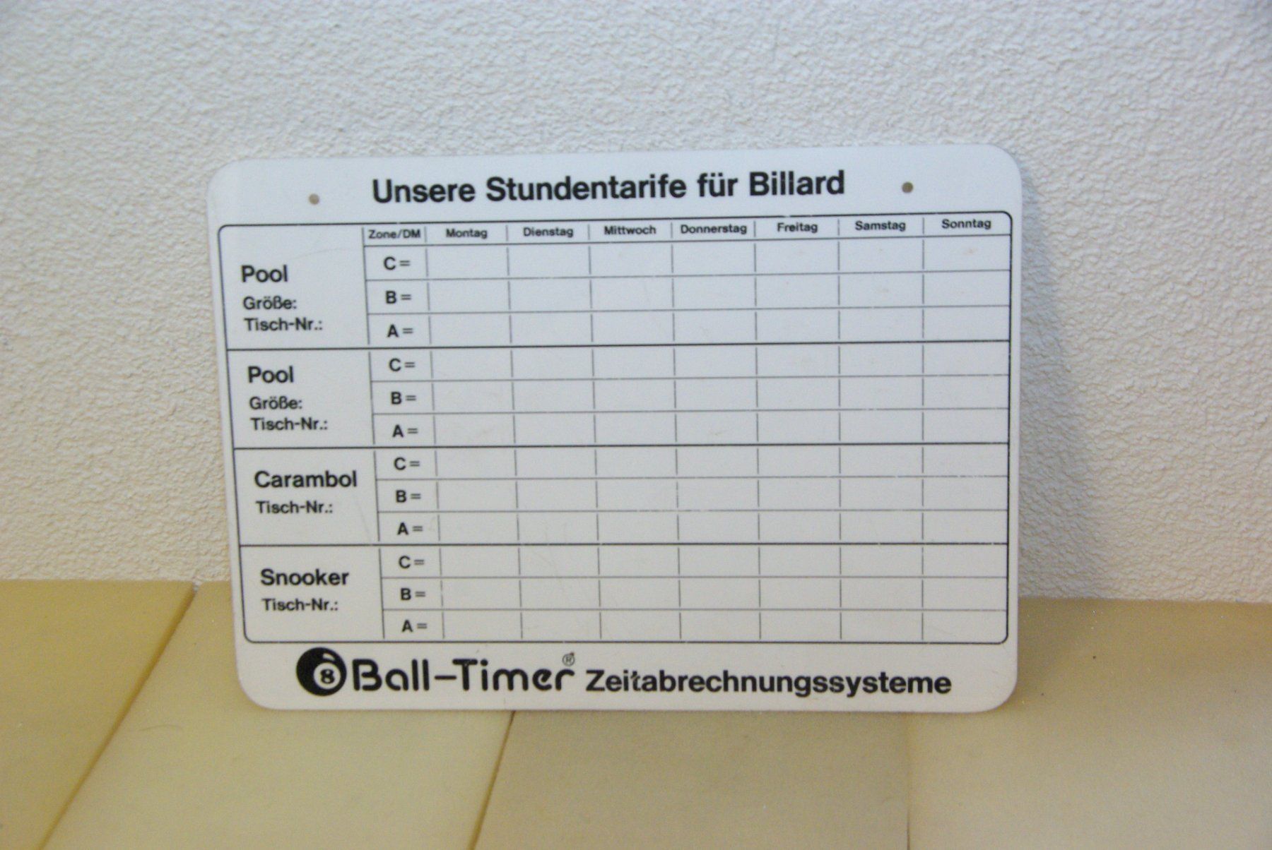 Tavoli da biliardo: Ball-Timer Zeitabrechnungssystem Tafel – Usato da Herisau venduto da Cevianer1844