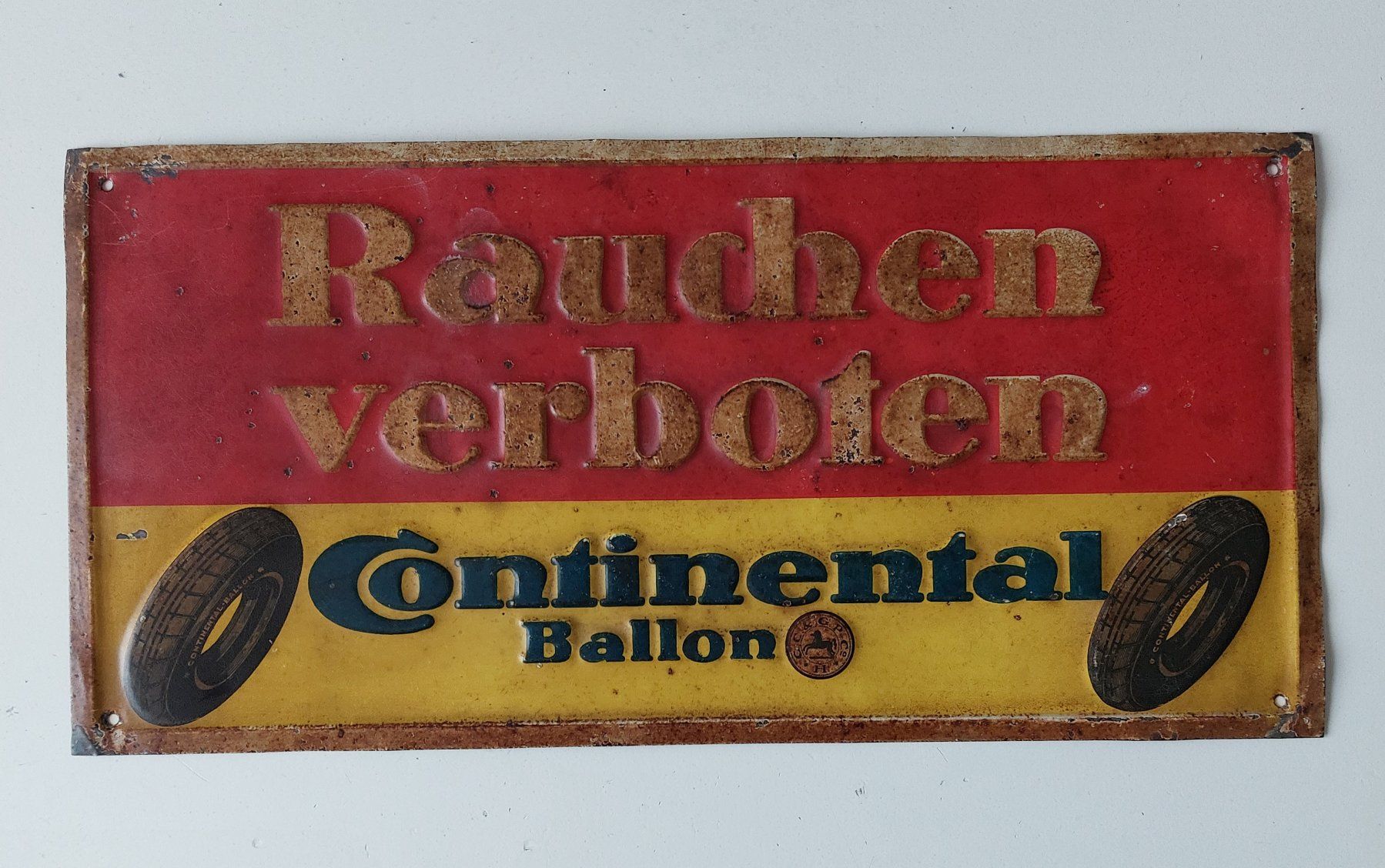 Continental Schilder: Blechschild Continental Pneu  plaque tôle Rauchen verboten – Gebraucht aus Schenkon von Elbarto007