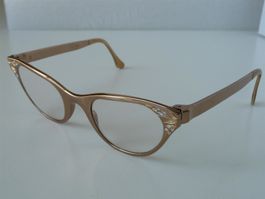 ANTIKE  Katzenaugen -ALUMINIUM-Brille 1950er-Jahre original