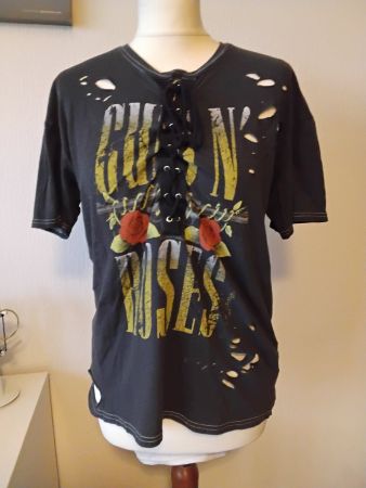T-shirt Guns N' Roses vintage, noir, lacé, taille S