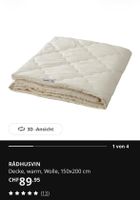 IKEA Decke RÅDHUSVIN Wolle warm 150x200 cm neuwertig