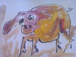 Zeichnung Pig / Schweinchen Original Unikat signiert neu