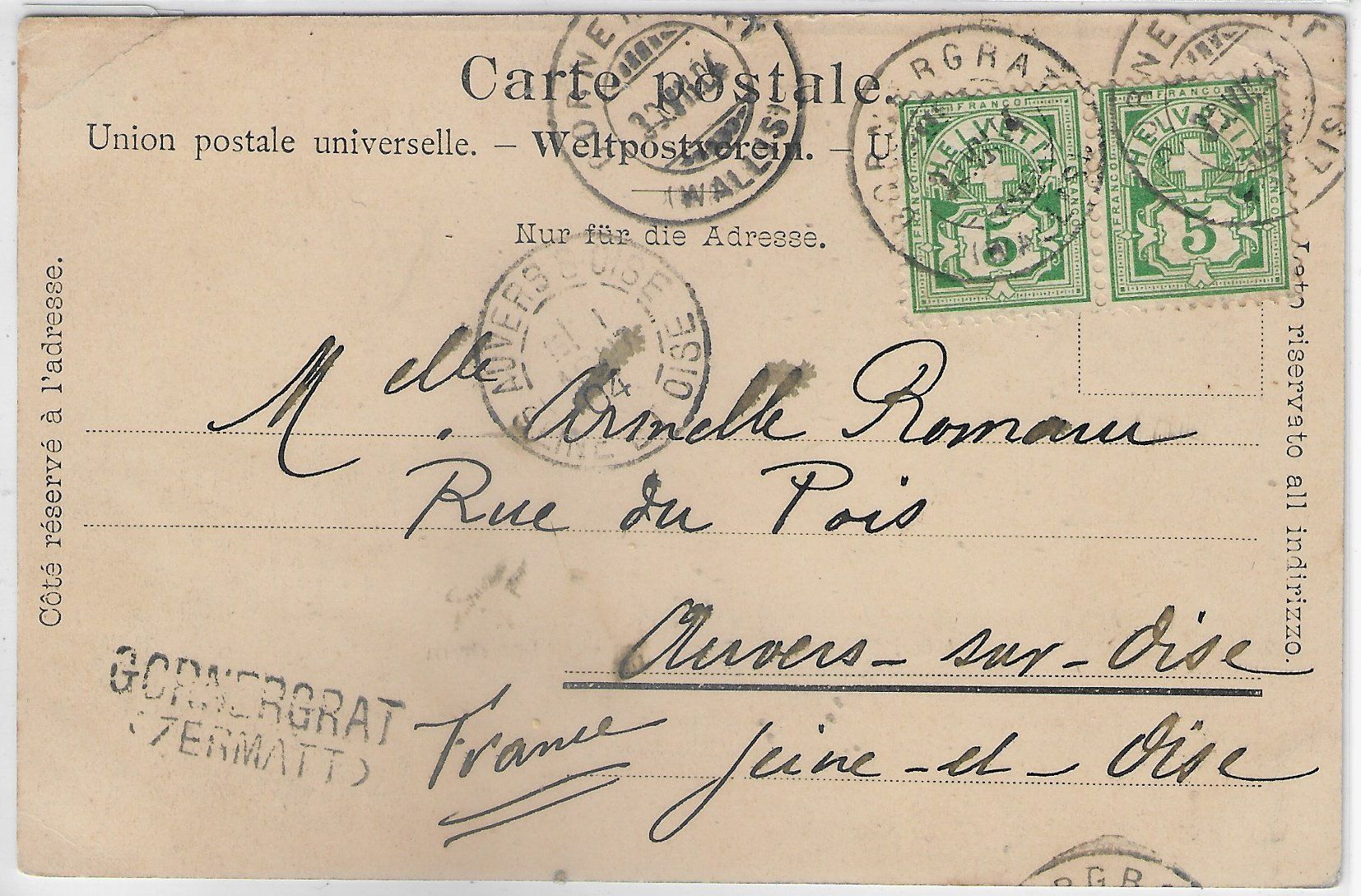 Cartoline postali: Hotel Belvedere - Gornergrat mit Matterhorn – Difettoso da Ettingen venduto da Kartenplanet 1