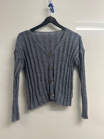 Strickjacke silbrig dunkel mit Glitzer kurz one size Neu