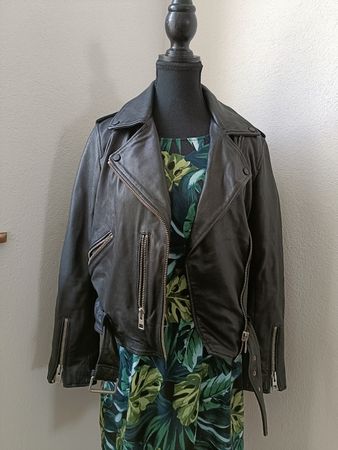 All Saints Lederjacke im Bikerstyle, schwarz, Gr. 38