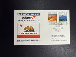 Swissair Erstflugbrief Zürich-Los Angeles ab Liechtenstein