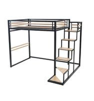 Vente-unique Hochbett - Metall & MDF - Naturfarben & Schwarz