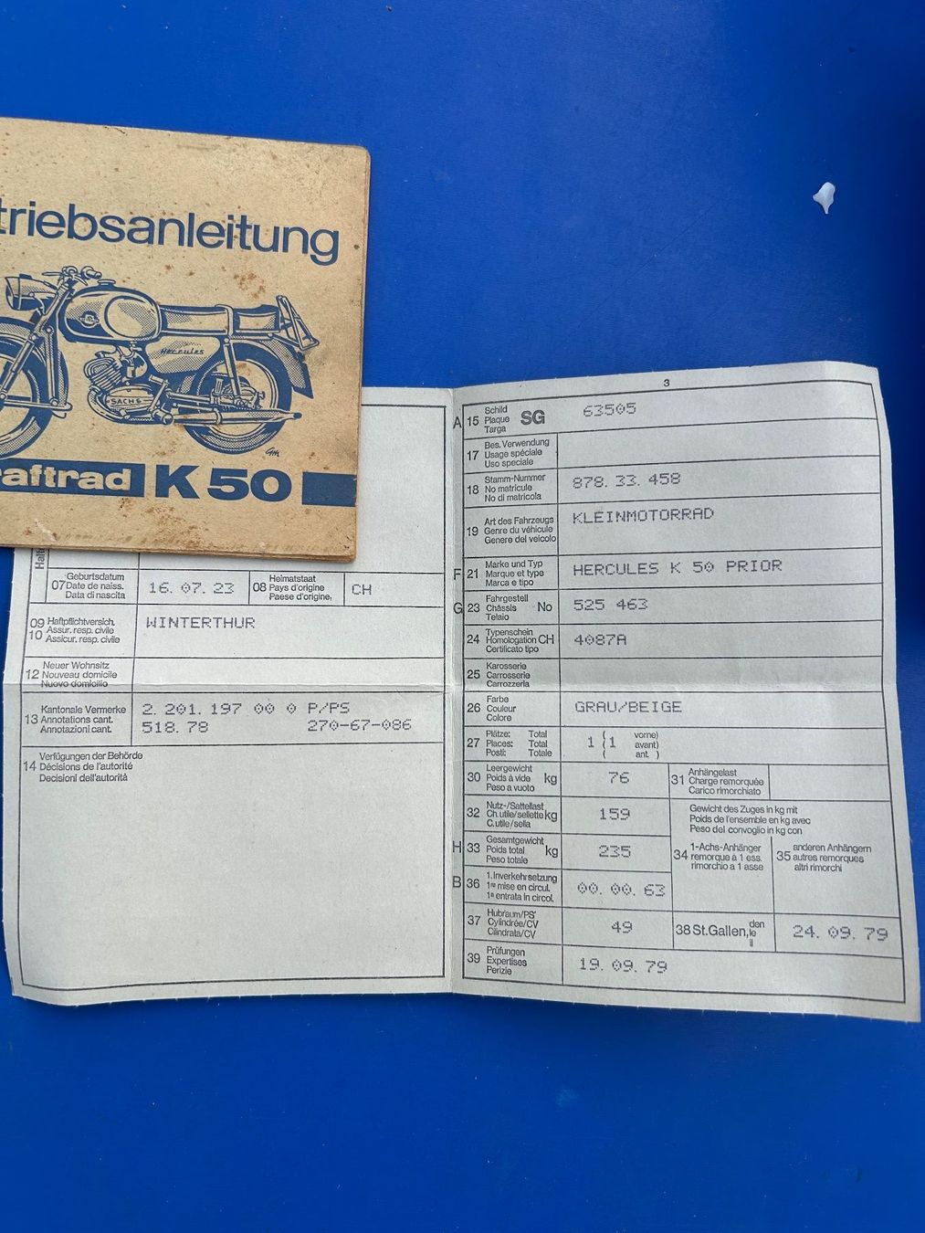 Hercules Strasse: Hercules K50 Prior erste hand-Inverkehrsetzung 1963 – Gebraucht aus Gerlafingen von internacional 8