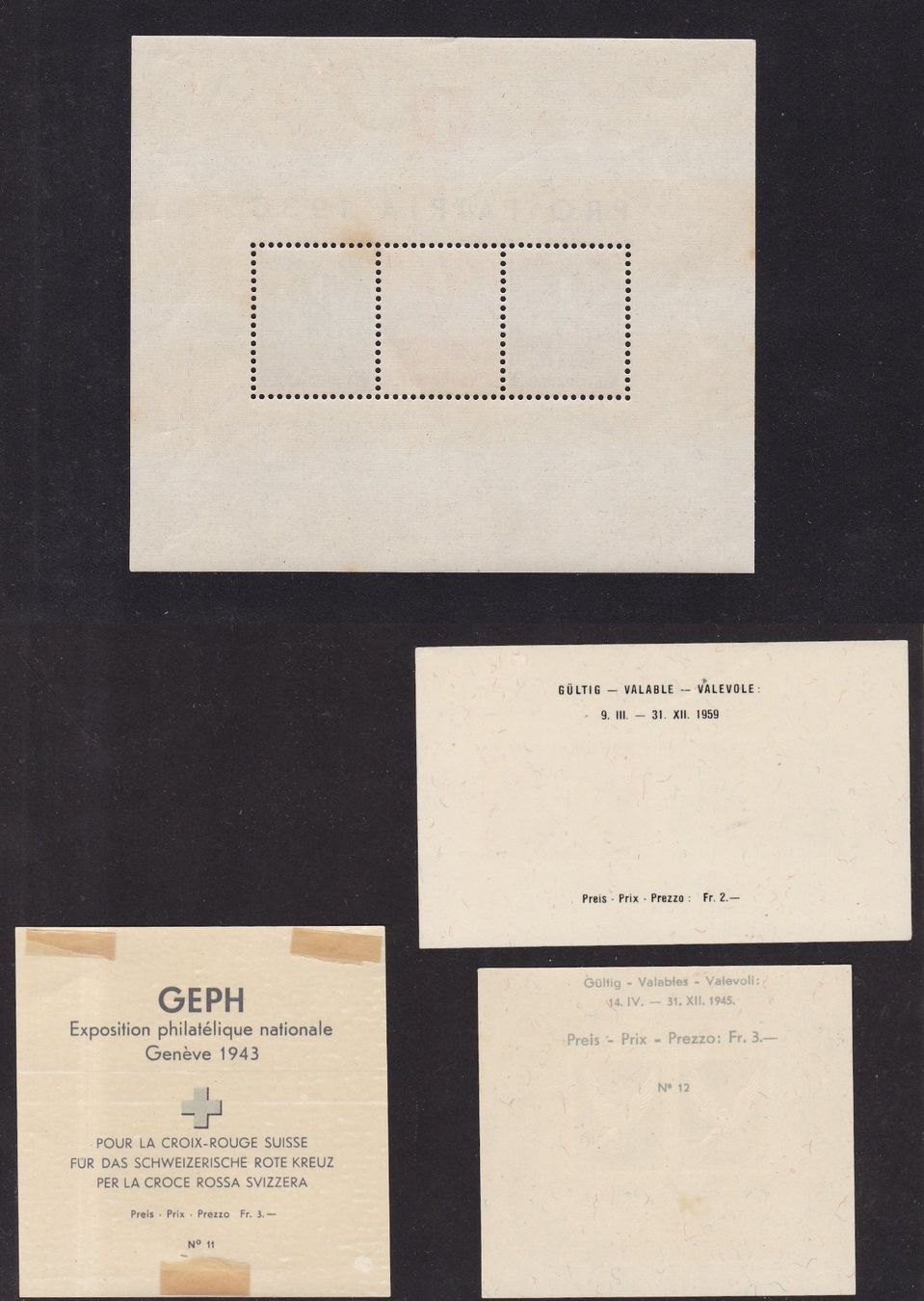 Tutti i francobolli: 4 Stk. CH Briefmarken-Blocks ab 1936 – Usato da Münchwilen AG venduto da Nesar 1