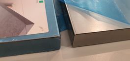 3x Wandtablare/Gestelle Chany, Edelstahl, neu, 60x15x1,8 cm
