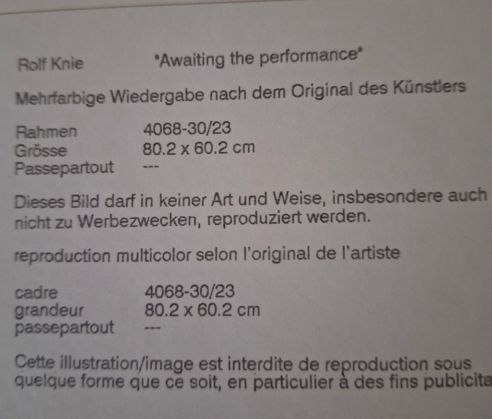 Foto & Immagini: Rolf Knie "Awaiting the performance" – Usato da Rupperswil venduto da rubaz47 1