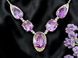 Vintage Amethyst - Diamant - Collier, Italien um 1990