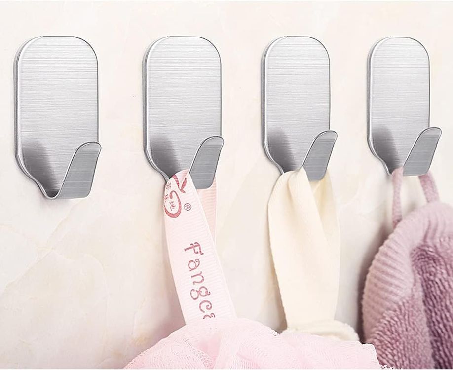 Lumi Zenva 4er Set Klebehaken Edelstahl - Selbstklebend Ohne Bohren Für Bad & Küche