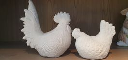 Beton Deko Ostern Hühnerpaar 17 und 11.5cm hoch