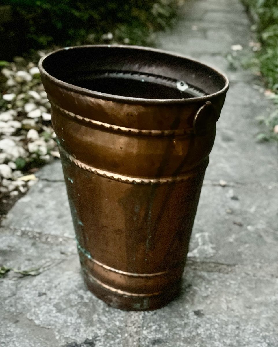 Pentole: Antiker zylindrischer Kupfer-Eimer / Übertopf 43 cm – Usato da Möhlin venduto da mil_h55x 6