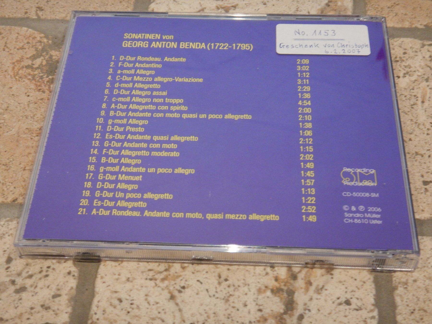 CDs: Gerog Anton Benda, Sonatinen – Gebraucht aus Mörschwil von Monzar 2