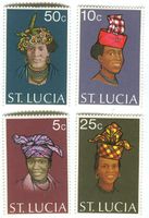 Briefmarken "Kopfschmuck". St. Lucia.
