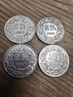 4 Schweizer 2 Franken Münzen 1940 Silber guter Zustand