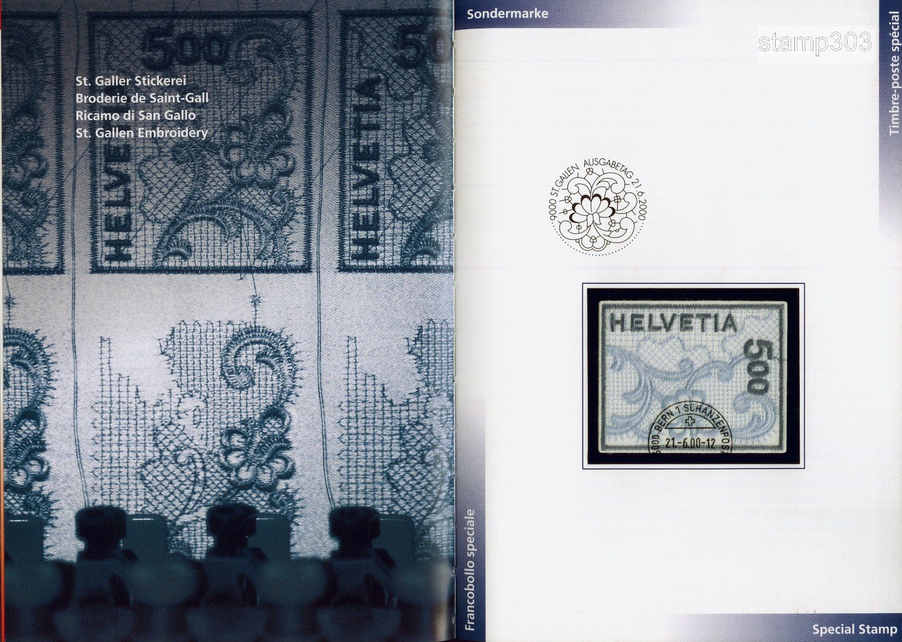 Tutti i francobolli: 2000 Jahrbuch Ersttagsstempel – Usato da Eggersriet venduto da stamp303 1