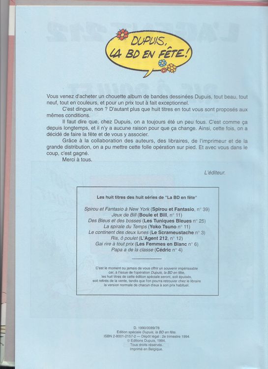 BD L' Agent 212 N° 12 2