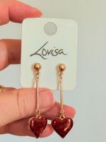 Boucles d'oreilles Lovisa pendantes ❤️rouge brillant neuf
