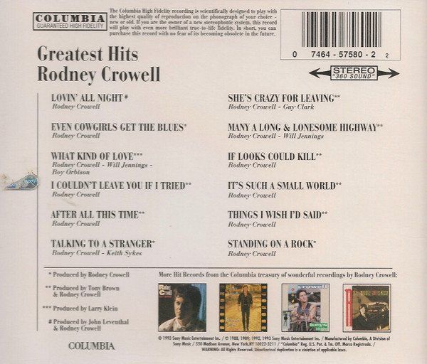 CD: Crowell Rodney: Greatest Hits CD – Nuovo (secondo la descrizione) da Steinhausen venduto da Vilivinili 1