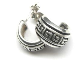 Ohrringe breite Halb Creolen Silber 925 Labyrinth