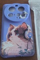 Xiaomi Handyhülle Katze mit Kopfhörer lila 