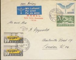 Flugpostbrief 1938 Basel-London | Automobil-Postbureau