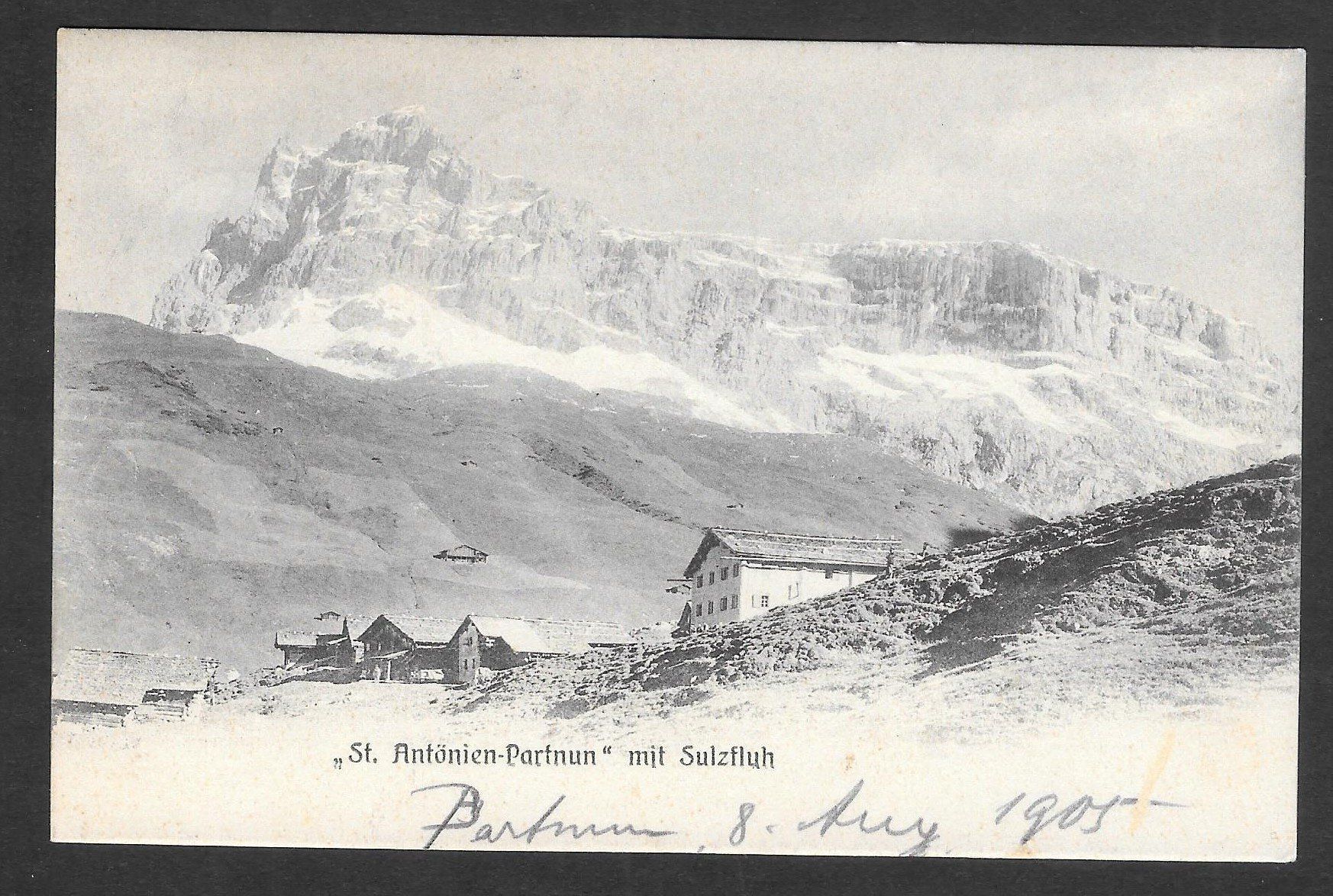 Cartes postales: St. Antönien - Partnun mit Sulzfluh mit Hotel-Stempel – D'occasion à Olten par clotaldi