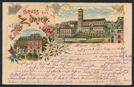 AK Litho: Gruss aus Zürich