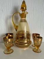 Carafe et 4 verres vintage en verre ambré Bohemia ✨