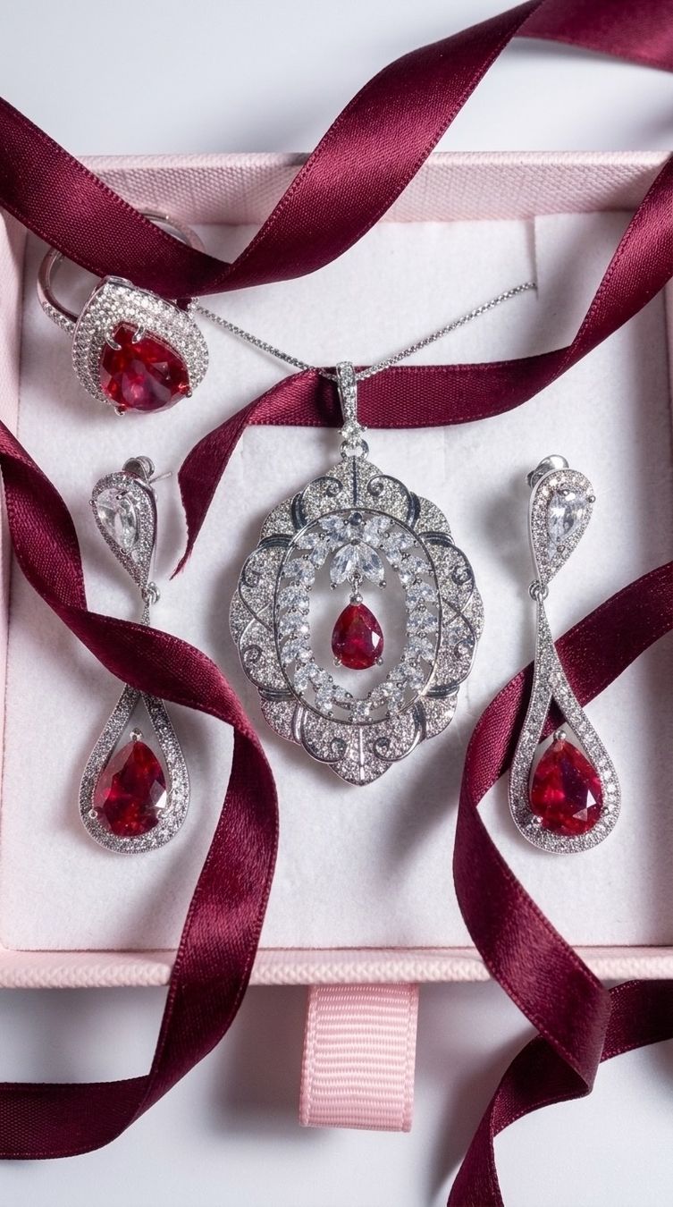 Altri gioielli: Parure bijoux Rouge – Nuovo e nell'imballaggio originale da St-Maurice venduto da Sandrinette123 1