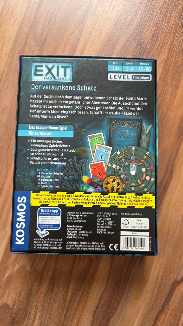 Kosmos Spiele: EXIT - Das Spiel: Der versunkene Schatz - Top Zustand! – Neu und originalverpackt aus Bösingen von Soene91 1