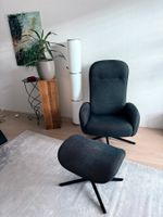 Relaxsessel mit Hocker Stoff dunkelgrau gebraucht