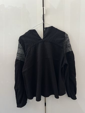 Mango, Bluse mit Spitze, Schwarz, S