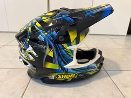 Motocrosshelm Shoei, Gr.M (57-58cm), schwarz,blau,grün,gelb